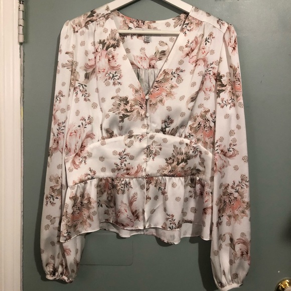 Floral Silky V-neck Blouse - Picture 1 of 7